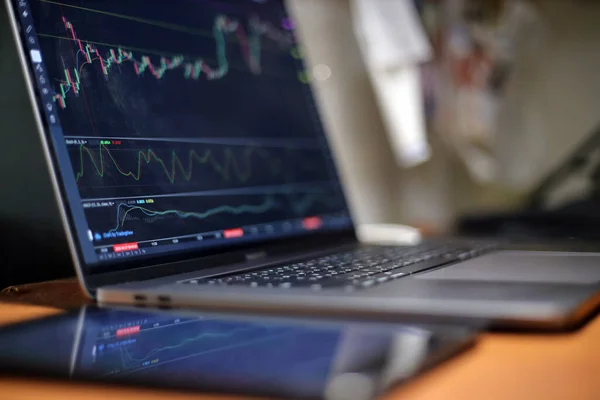 Beurs Streaming Trade Screen Het Voorraadscherm Toont Een Lijst Van — Stockfoto