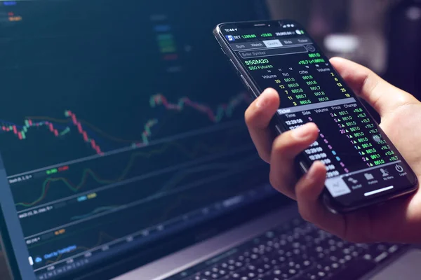 Stock Exchange Streaming Trade Screen Het Voorraadscherm Toon Stijging Van — Stockfoto