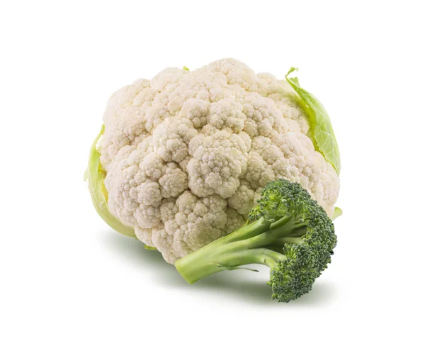 Broccoli și conopidă izolate pe fundal alb — Fotografie, imagine de stoc