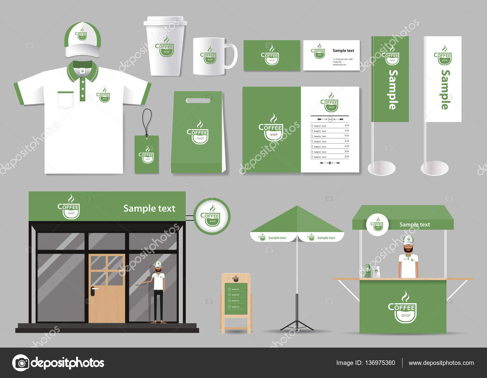 Download Corporate branding identity mock up template for coffee shop and restaurant — Stock Vector ...
