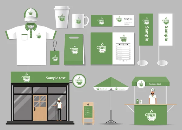 企业品牌形象模拟了咖啡厅和餐厅的模板 — 图库矢量图片