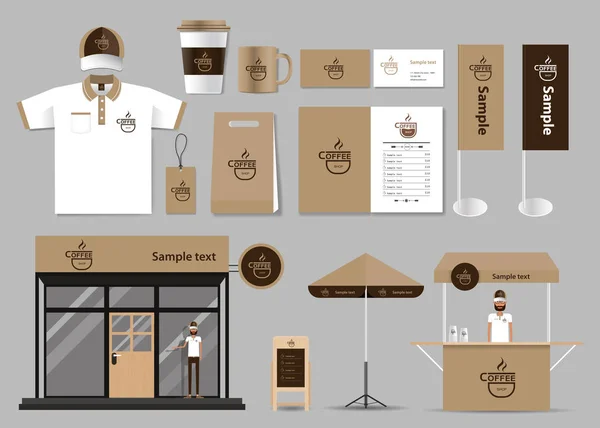 Identidade de marca corporativa modelo mock up para café e restaurante —  Vetores de Stock