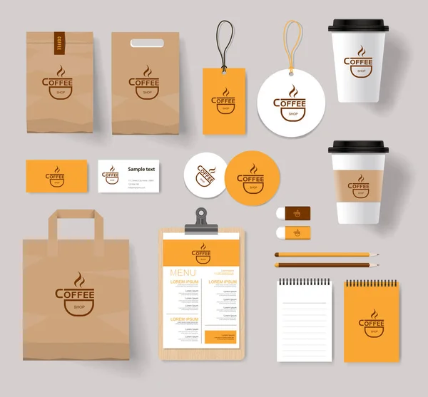Εταιρική ταυτότητα επωνυμίας mock up πρότυπο για το καφενείο και το εστιατόριο — Διανυσματικό Αρχείο