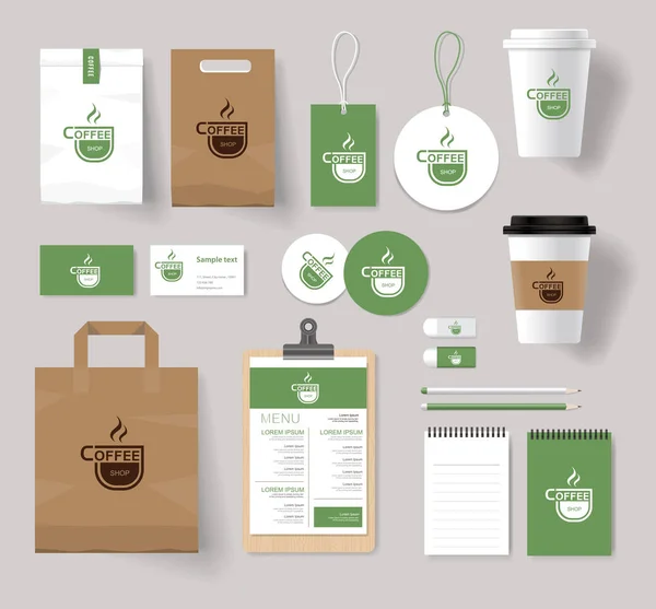 Εταιρική ταυτότητα επωνυμίας mock up πρότυπο για το καφενείο και το εστιατόριο — Διανυσματικό Αρχείο