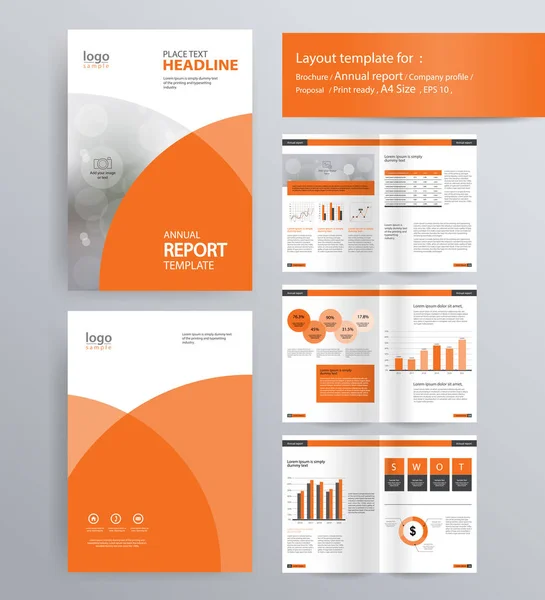 Perfil de la empresa, informe anual, folleto y plantilla de diseño de folleto. con elemento gráfico info — Vector de stock