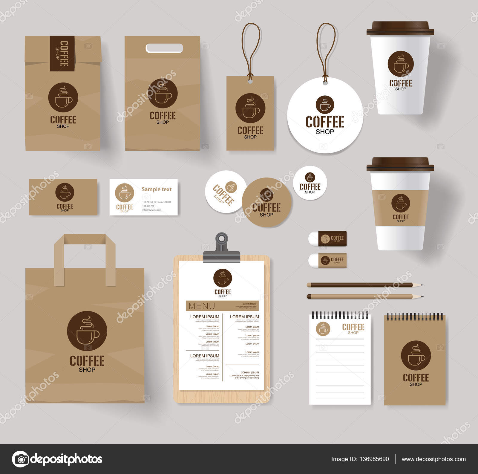 Download Corporate Branding Identity Mock Up Template For Coffee Shop And Restaurant Vector Image By C Tcdesign Vector Stock 136985690