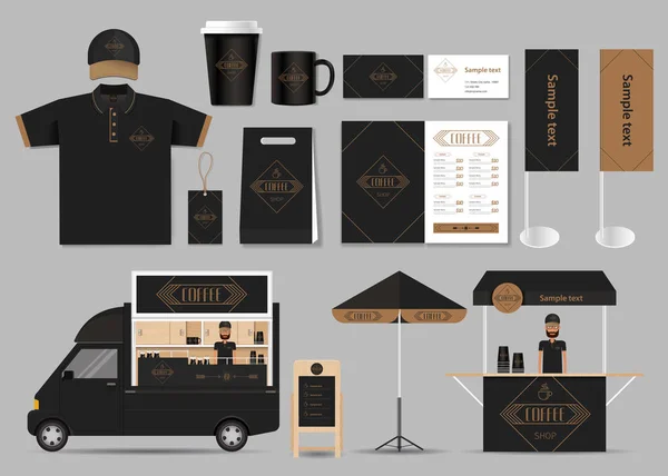 Perusahaan branding identitas mock up template untuk warung kopi dan restoran - Stok Vektor
