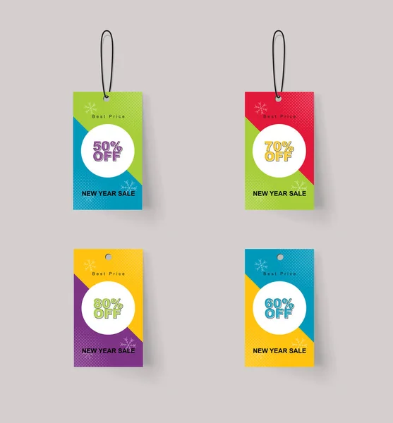 Vector set of color full price and sale tags design — Stock Vector