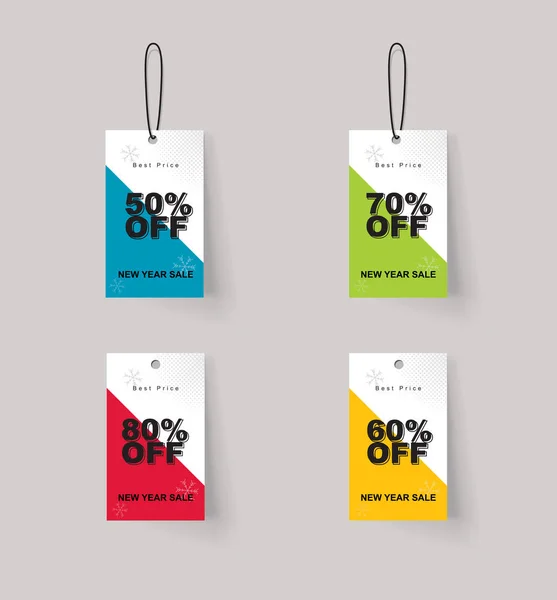 Vector set of color full price and sale tags design — Stock Vector