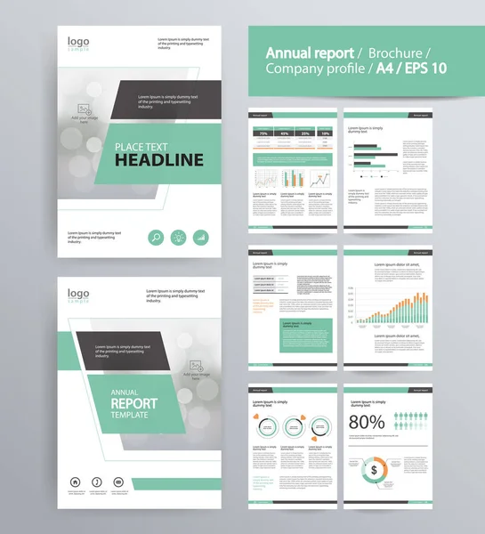 Layout de página para o perfil da empresa, relatório anual, brochura, e modelo de layout de folheto — Vetor de Stock