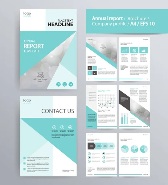 Diseño de página para el perfil de la empresa, informe anual, folleto y plantilla de diseño de folleto — Vector de stock