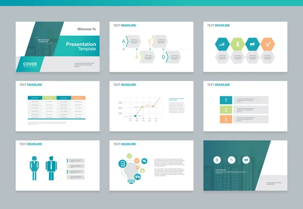 Plantilla de diseño de diseño de página para presentación de negocios, folleto e informe — Vector de stock