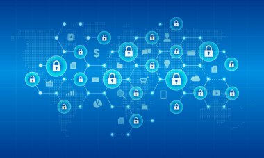 küresel iş Internet ağ bağlantı güvenliği ve dijital cyber güvenlik