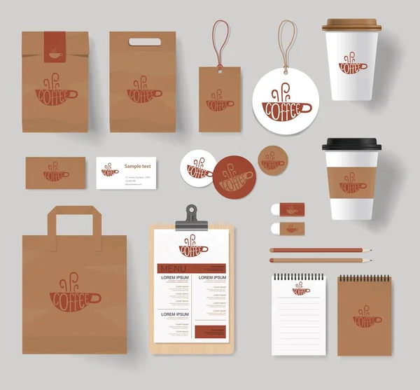 Identidade de marca corporativa para café e restaurante modelo mock up — Vetor de Stock