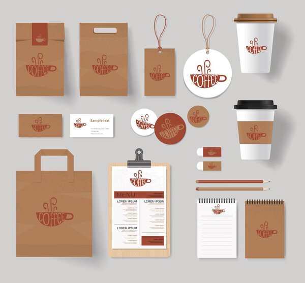 corporate branding identity for coffee shop and restaurant mock up template