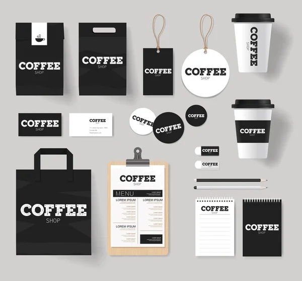 Identidad corporativa de marca para cafetería y restaurante maqueta de plantilla — Vector de stock