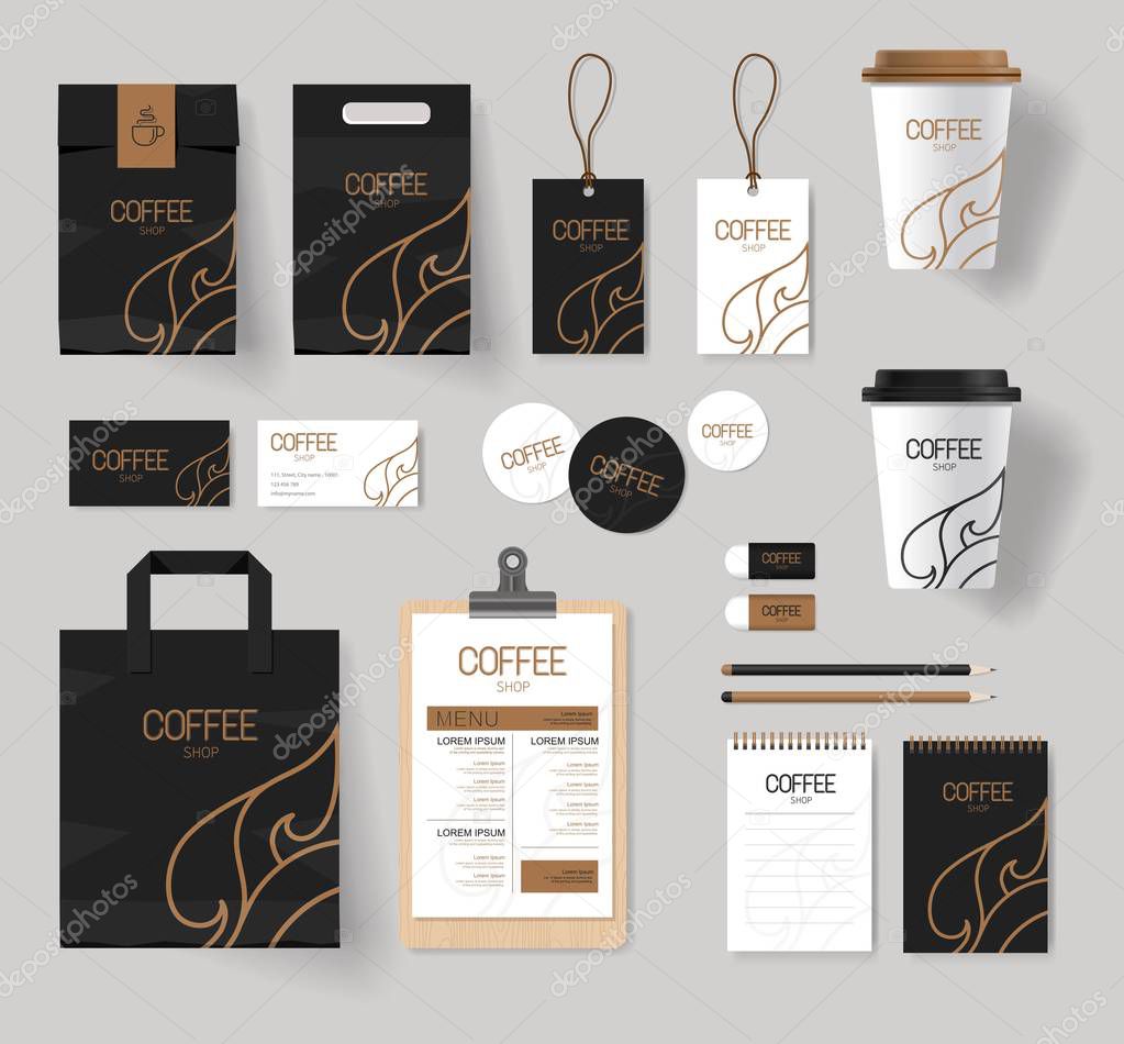 Download Corporate branding identity for coffee shop and restaurant mock up template — Stock Vector ...