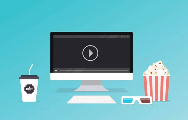 Obchodní video online koncept a domácí film — Stockový vektor