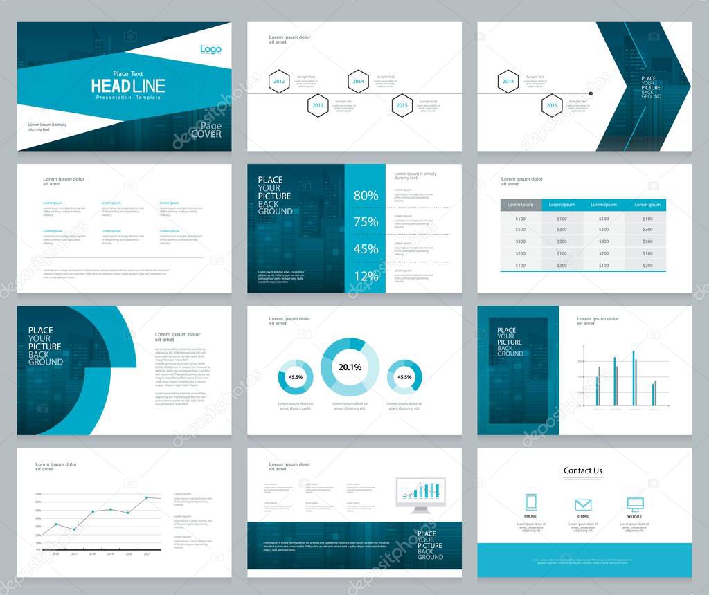 business presentation design template and page layout with cover design for brochure