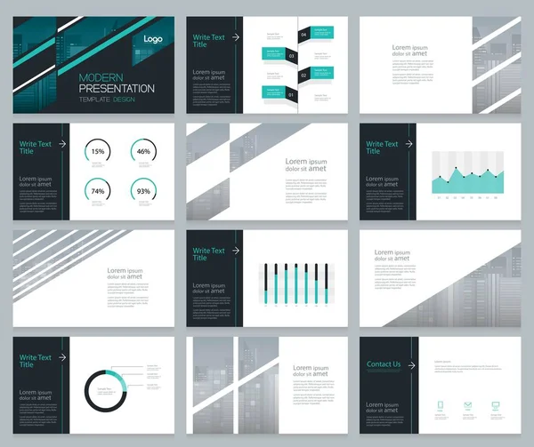 Abstracto presentación diapositiva plantilla diseño fondo con elementos infográficos — Vector de stock