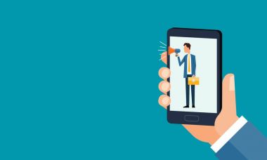 düz insanlar iş tutun megafon cep ve kavram 