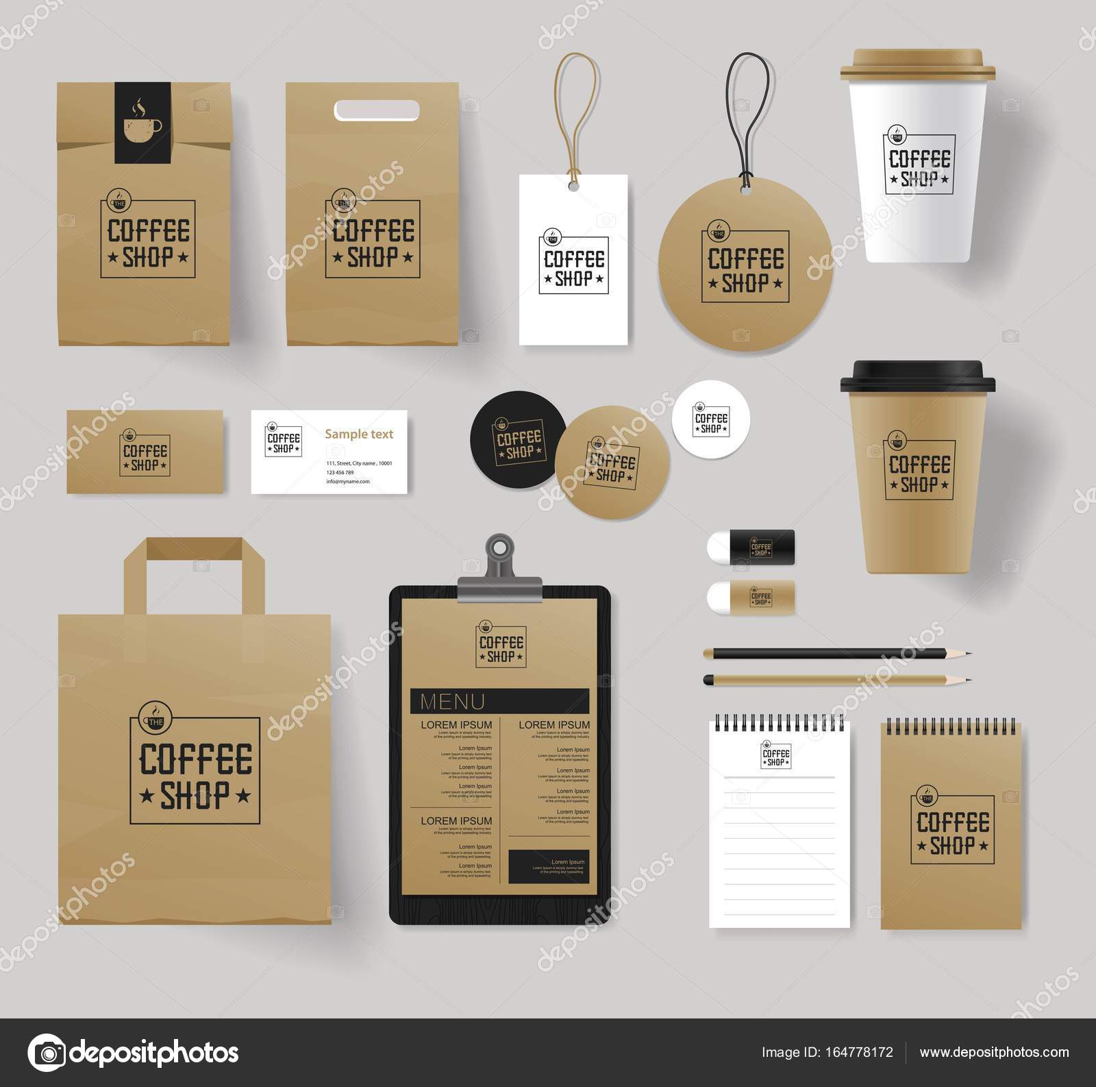 Download Corporate Branding Identity Mock Up Template For Coffee Shop And Restaurant Vector Image By C Tcdesign Vector Stock 164778172