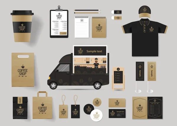 Identidade de marca corporativa modelo mock up para café e restaurante — Vetor de Stock