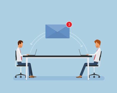 Online ve iş e-posta pazarlama çalışma düz iş adamları