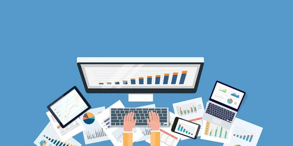 Suivi des investissements et des finances des entreprises plates — Image vectorielle