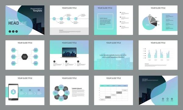 Дизайн страниц и элементы информационной графики для шаблонов презентаций — стоковый вектор