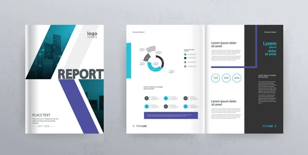 Gabarit Avec Page Couverture Pour Profil Entreprise Rapport Annuel Brochures — Image vectorielle