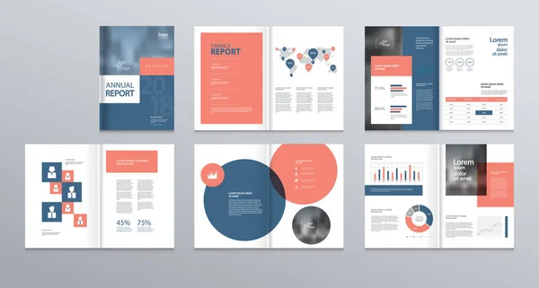 Gabarit Avec Page Couverture Pour Profil Entreprise Rapport Annuel Brochures — Image vectorielle