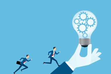 düz vektör yaratıcı iş düşünme ve iş rekabet kavramı iki işadamı hedefe koşmak ile