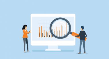 düz iş insanlar analizi ve izleme yatırım ve Finans rapor grafik monitör kavramı üzerinde