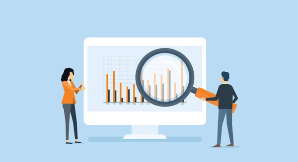 Analyse Suivi Des Investissements Des Finances Rapport Graphique Sur Concept — Image vectorielle