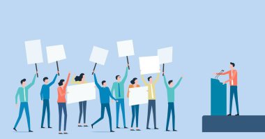 Düz vektör siyasi protesto ve siyasi oylama ile grup üyeleri bir kurul kavramını yükseltiyorlar