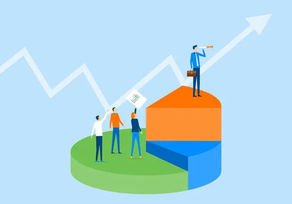 Business Finance Investment Vision Konzept Und Unternehmensführer Stehen Auf Dem — Stockvektor