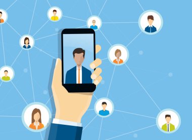 iş zekası mobil konsept ve teknoloji online iletişim konsepti üzerinde çalışıyor