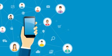iş zekası mobil konsept ve teknoloji online iletişim konsepti üzerinde çalışıyor
