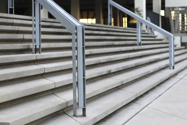 Stairs Handrails Front Building Stairs Handrails Made Steel — Stock Photo, Image