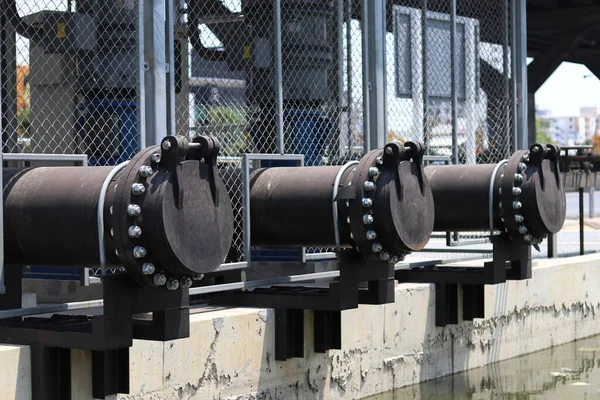 Water Pump Set Pumping Water Bank Drain Water Out Area — Stock Photo, Image