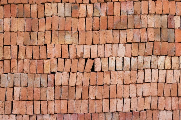 Tijolos Vermelhos Dispostos Uma Fileira Tijolos Vermelhos Fundo Padrão Tijolos — Fotografia de Stock