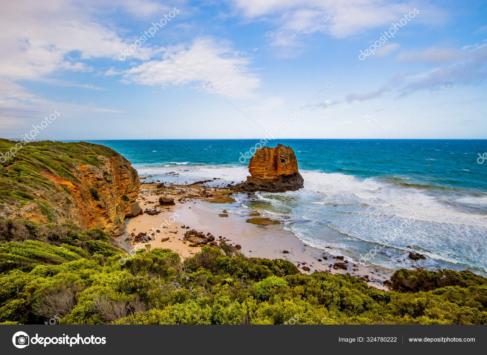 Limestone rock in the ocean. Australia landscape. Port Campbell National Park. Great Ocean Road