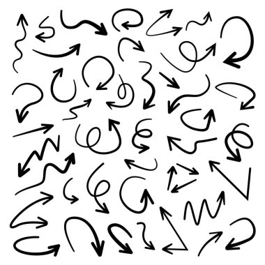 Hand drawn arrow vector icons set