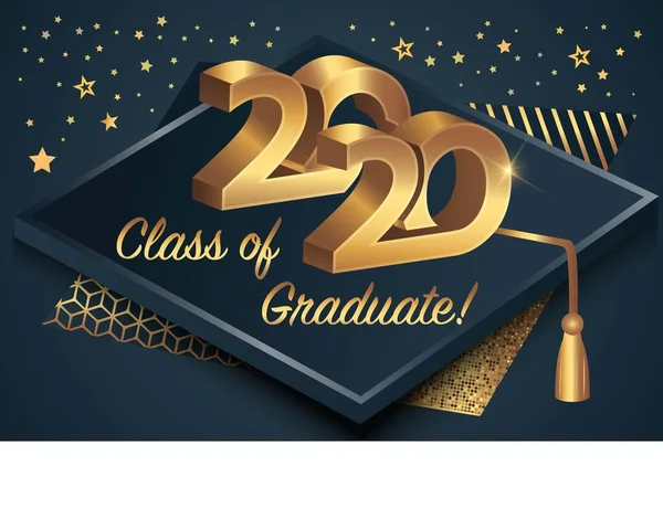 Classe 2020 Concept Enregistrement Des Félicitations Pour Les Diplômés École — Image vectorielle