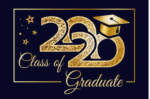 Class Graduation Banner 2020 Complimentary Ticket Congratulations Graduates Award Concept — Stock Vector