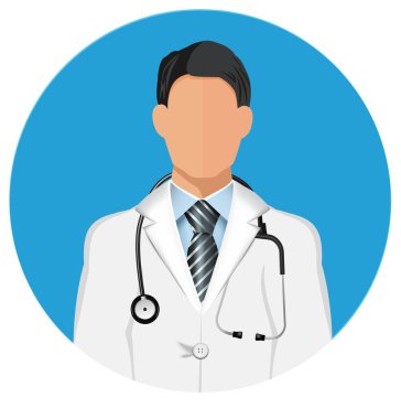 Doktor bey. Vektör doktor ikonu. Düz biçimli sıhhiye avatarı