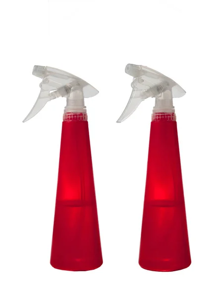 Botella Spray Rojo Fotografía Estudio Spray Limpiador Multiusos Aislado Sobre —  Fotos de Stock