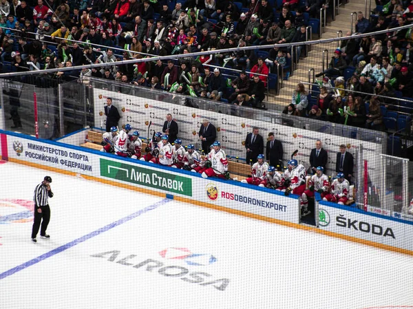 Moskou Rusland 2019 Kanaal Één Hockeybeker Spelactie Tussen Tsjechië Zweden — Stockfoto