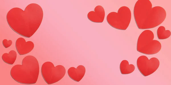 Red Paper Hearts Isolated Red Background Valentine Day Background — 스톡 사진